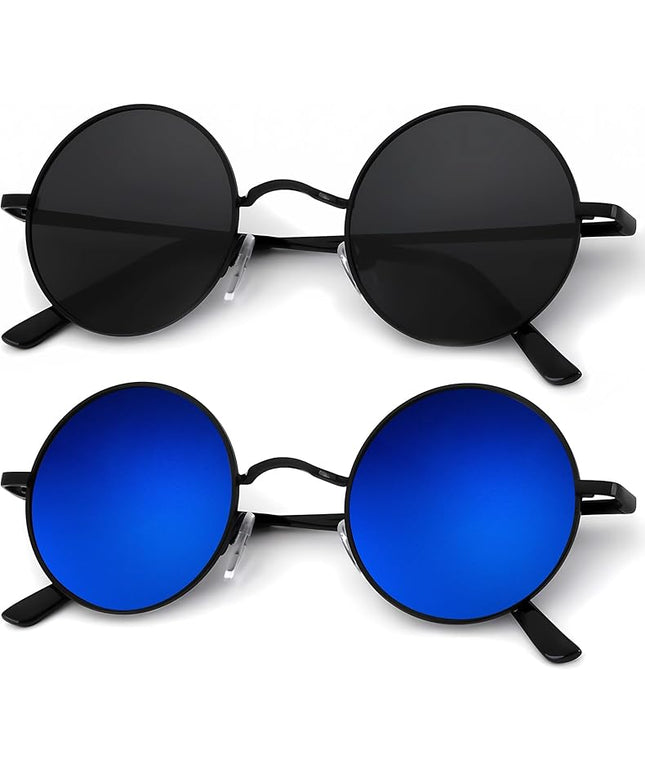 KALIYADI Round Polarized Sunglasses for Men Women Retro Metal Hippie Circle Style Sun Glasses UV Protection