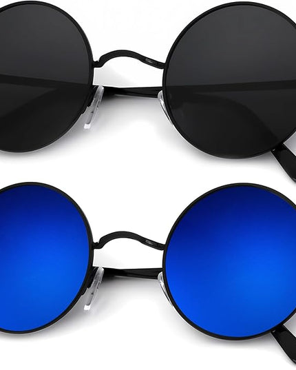 KALIYADI Round Polarized Sunglasses for Men Women Retro Metal Hippie Circle Style Sun Glasses UV Protection