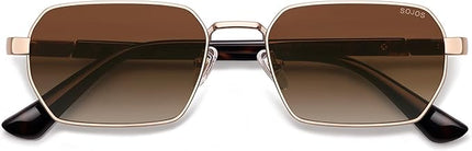 SOJOS Retro Rectangle Polarized 90s Sunglasses for Women Men,Trendy Narrow Hexagon Square Shades SJ1270