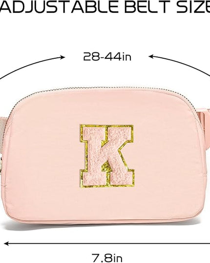 Gitus Gifts for 8 9 10 11 12 Year Old Girls Belt Bag Fanny Pack Crossbody Bags with Initial Letter Patch Cute Stuff Birthday Gifts for Teen Girls Women Personalized Trend Stuff (Coral Pink-K)