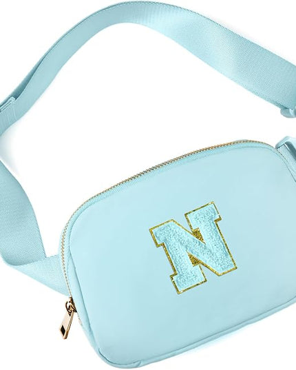 Gitus Gifts for 8 9 10 11 12 Year Old Girls Belt Bag Fanny Pack Crossbody Bags with Initial Letter Patch Cute Stuff Birthday Gifts for Teen Girls Women Personalized Trend Stuff (Icing Blue-N)