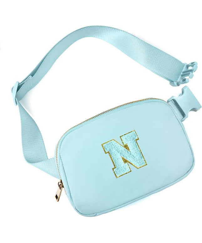 Gitus Gifts for 8 9 10 11 12 Year Old Girls Belt Bag Fanny Pack Crossbody Bags with Initial Letter Patch Cute Stuff Birthday Gifts for Teen Girls Women Personalized Trend Stuff (Icing Blue-N)