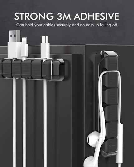 AHASTYLE Cable Organizer Holder 5 Slots Desktop Cord Wire Clips Keeper for Organizing USB Cable/Power Cord/Wire Home Office and Car (Black)