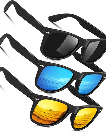 Sunier Polarized Sunglasses for Men and Women, Retro Square Matte Finish UV400 Protection Shades for Driving, Fishing
