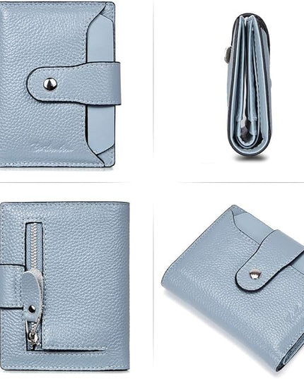 BOSTANTEN Women Leather Wallet RFID Blocking Small Bifold Zipper Pocket Wallet Card Case Purse with ID Window