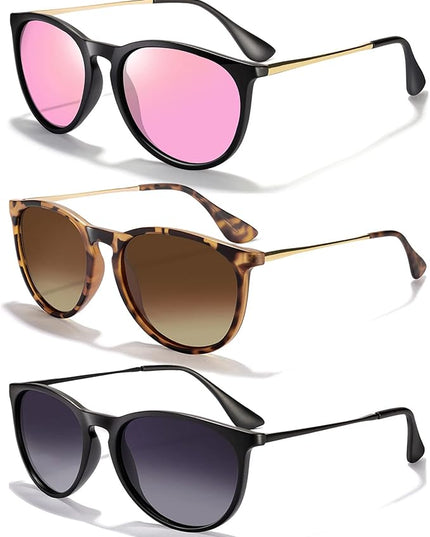 CHBP Sunglasses Womens Men Polarized UV Protection Trendy Vintage Retro Round Mirrored Lens Sunglasses For Women