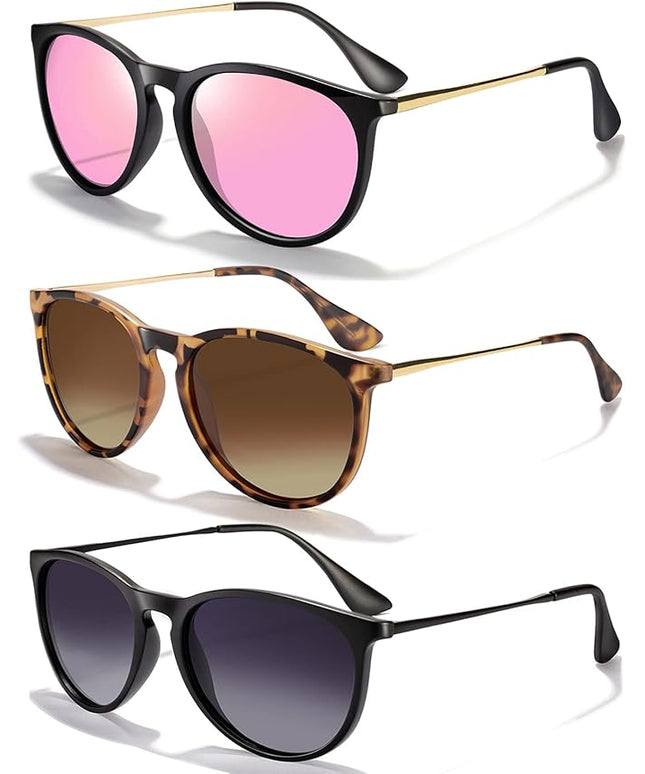 CHBP Sunglasses Womens Men Polarized UV Protection Trendy Vintage Retro Round Mirrored Lens Sunglasses For Women
