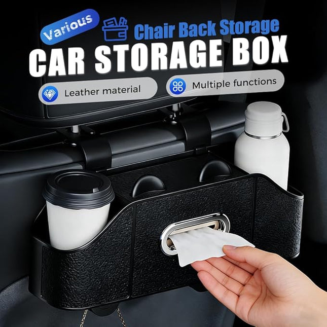 Multifunctional Car Back Seat Storage Organize, Car Back Seat Organizer Durable Cars Cup Holder, Back Seat Cars Organizer for SUV Sedan and Truck (Beige)