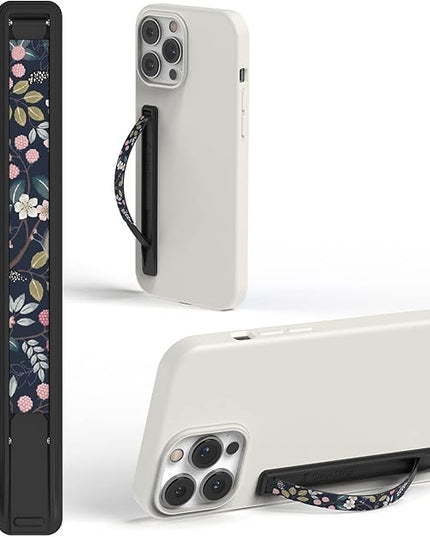 SleekStrip SleekGrip-Essential Ultra Thin Phone Grip Stand,Slim Metal Finger Loop Ring Hand Holder Strap Cell Phone Grips for iPhone 16 Pro Max,17 Air,Android,Case Back - Black x Boutique Garden