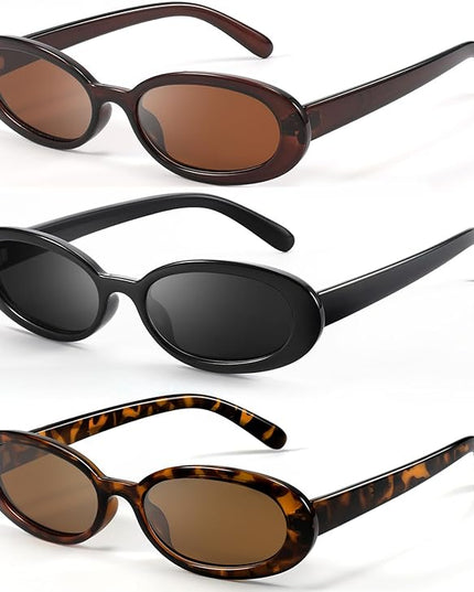 DANAMY Sunglasses Womens Retro Oval Sunglasses for Women Men Fashion Small Oval Sun Glasses 90s Vintage Driving Shades