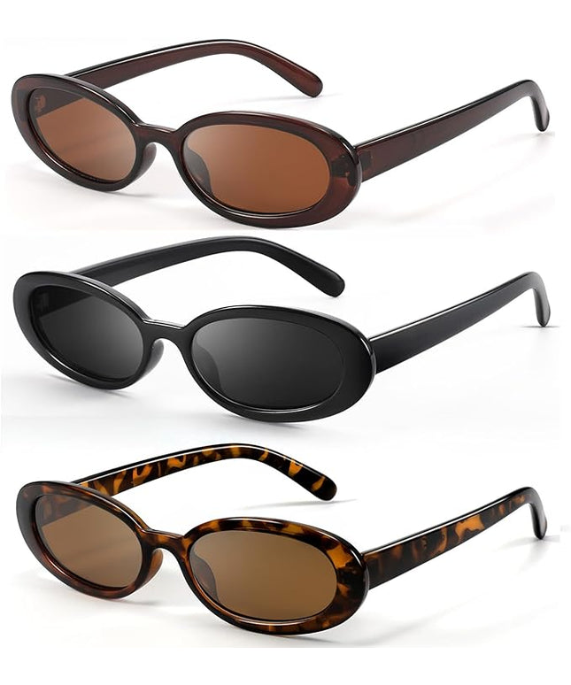 DANAMY Sunglasses Womens Retro Oval Sunglasses for Women Men Fashion Small Oval Sun Glasses 90s Vintage Driving Shades