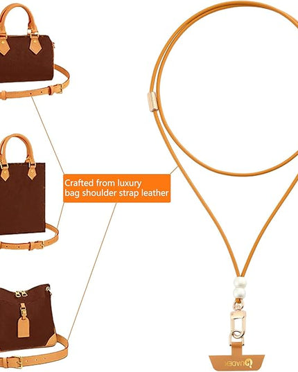 Cell Phone Lanyard Detachable Phone Chain Strap Leather 2-in-1 anti theft phone strap Multifuctional Compatible with Most Smartphones