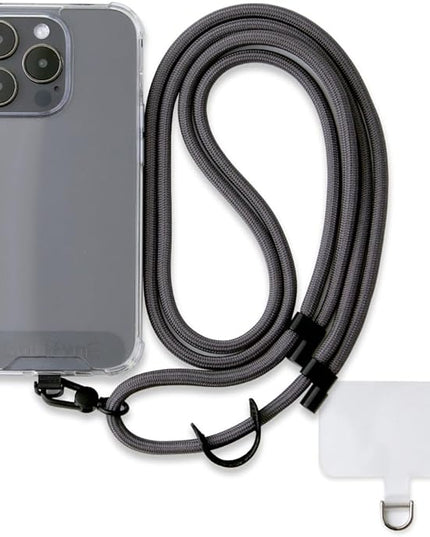Universal Phone Lanyard, Anti-Theft Crossbody Strap for iPhone 16 Pro Max and Most Smartphones, Adjustable Cell Phone Neck Holder w/2 Non-Adhesive Tether Tab for Men and Women, Charcoal/Black