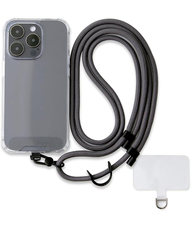 Universal Phone Lanyard, Anti-Theft Crossbody Strap for iPhone 16 Pro Max and Most Smartphones, Adjustable Cell Phone Neck Holder w/2 Non-Adhesive Tether Tab for Men and Women, Charcoal/Black