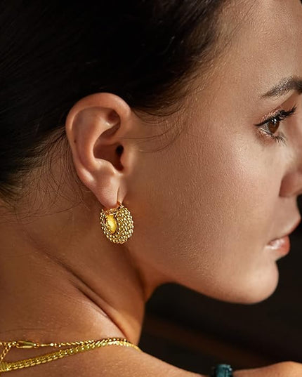 18K Gold Plated Chunky Hoop Earrings for Women Fashion Thick Gold Hoops Set Jewelry for Birthday Christmas Gifts