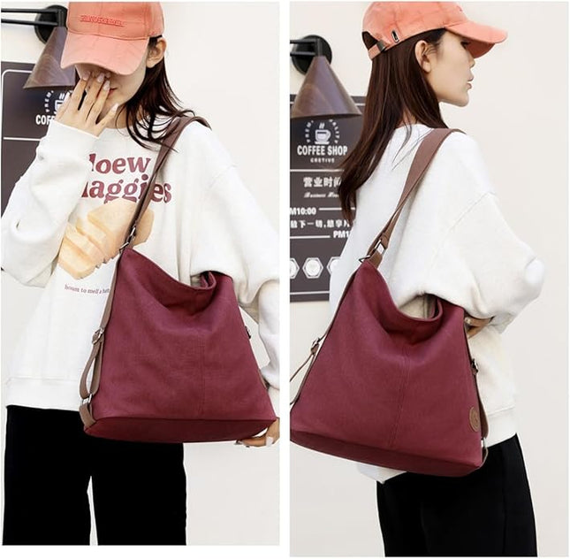 Multi Ways Convertible Canvas Shoulder Bag Tote Purse Backpack Crossbody Bags for Women Trendy Vintage Small Travel