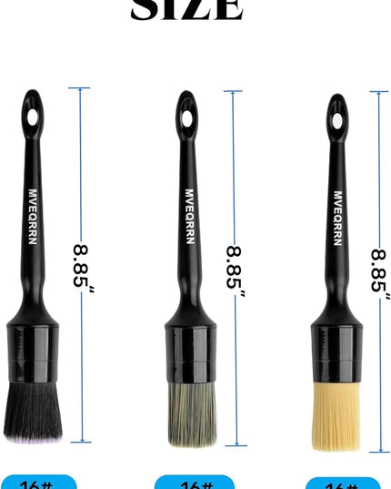 3pcs Car Detailing Brush Set-1pcs Boars Hair Car Detailing Brushes,1pcs Ultra Soft No Scratch Detailing Brush for Air Vent,Leather Seat 1pcs Detail Brushes car Detailing for Interior Exterior