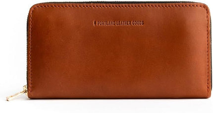 Portland Leather Goods Women's Accordion Zip Wallet – Handcrafted in Durable, Full-Grain Leather – 8 Card Slots & Secure Zippered Pocket – Honey