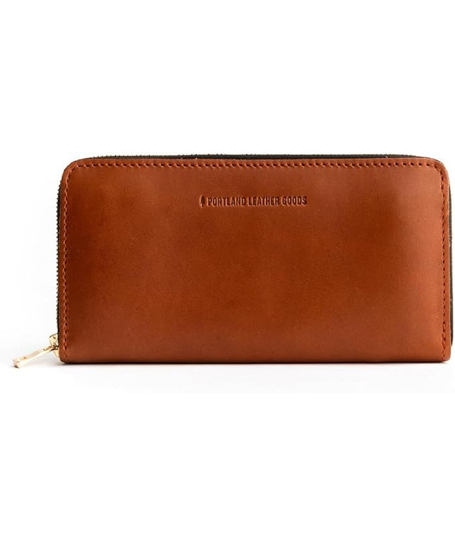 Portland Leather Goods Women's Accordion Zip Wallet – Handcrafted in Durable, Full-Grain Leather – 8 Card Slots & Secure Zippered Pocket – Honey