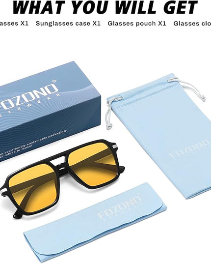 Retro Aviator Sunglasses for Women Men Trendy Classic Square 70s 80s 90s Vintage Shades Double Bridge Aviators FZN813