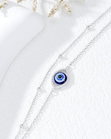 Dorunmo 925 Sterling Silver Infinity Heart Cross Circle Evil Eye Anklet Bracelets for Women Mother's Day Jewelry for Wife Girlfriend Mom Her
