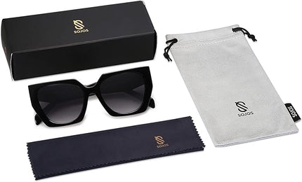 SOJOS Large Oversized Polarized Sunglasses for Women, Big Designer Womens Trendy Square Shades SJ2205