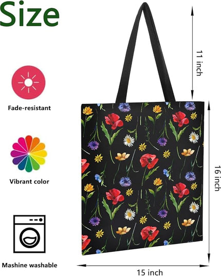 AUSVKAI Canvas Tote Bag Aesthetic for Women, Cute Reusable Cloth Cotton Bags for College Shopping Beach Grocery Trendy Gifts