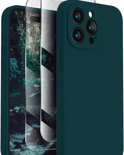 FireNova Designed for iPhone 15 Pro Max Case, Silicone Upgraded [Camera Protection] Phone Case with [2 Screen Protectors], Soft Anti-Scratch Microfiber Lining Inside, 6.7 inch, Teal