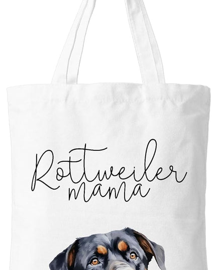 Dog Mama Canvas Tote Bag for Women, Dogs Lover Gift for Dog Mom, Birthday Christmas Cute Rottweiler Gifts For Women.