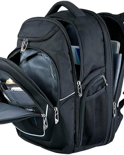 Swissdigital Design TSA-Friendly Large Backpack, Business Laptop Backpack for Men with USB Charging Port/RFID Protection Black | J16BT-1