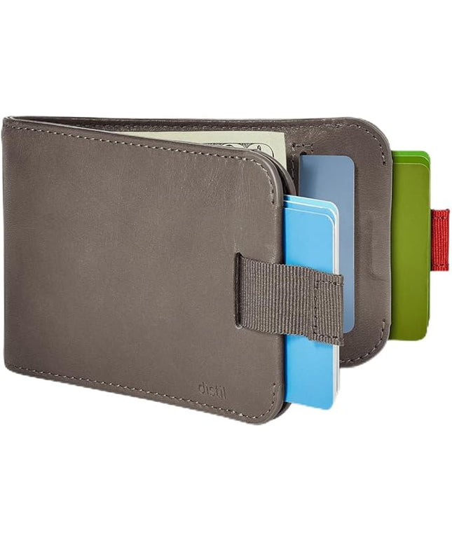 Distil Union Wally Bifold 5.0 RFID Wallet - No ID Window - Slim Bifold Wallet for Men with Money Clip, Premium Leather – Minimalist RFID Card Holder - Holds 14 Cards & 30 Bills - Gray