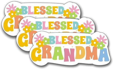 (3Pcs) Blessed Grandma Sticker, Decal Gifts Mom Decorate Books Laptop Phone Water Bottles Kindles Stickers Tumbler Sticker Waterproof Vinyl Decorate Sticker 3" Inch