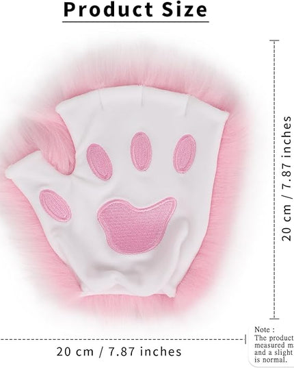 HAOAN Wolf Paw Gloves Faux Fur Cat Fingerless Mittens Winter Warm Cosplay Halloween Fancy Party Costume Accessories
