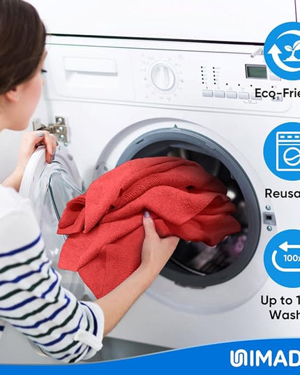 Microfiber Cleaning Cloth, 20 Pack Reusable Microfiber Towels for Cars Lint Free Cleaning Shop Towel Rags for Home Kitchen Automotive Bar Mechanic Restaurant Garage, 11.5"x 11.5", Red