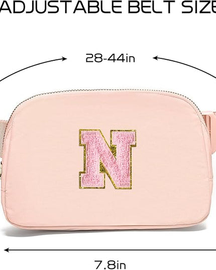Gitus 6 7 8 9 10 Year Old Girl Gifts Belt Bag Fanny Pack Crossbody Bags with Initial Letter Patch Things for Teen Girls Easter Gifts for Girls Travel Essentials（Coral Pink-N）
