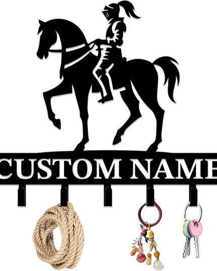 peanut case Personalized Farm Horse Keys Hooks,Custom Name Metal Cowboy Horse Art Keys Hooks,Metal Horse Lover Wall Home Storage Decorative Keys Hooks,Key Holder Hooks for Wall (Style C)