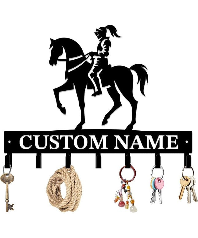 peanut case Personalized Farm Horse Keys Hooks,Custom Name Metal Cowboy Horse Art Keys Hooks,Metal Horse Lover Wall Home Storage Decorative Keys Hooks,Key Holder Hooks for Wall (Style C)