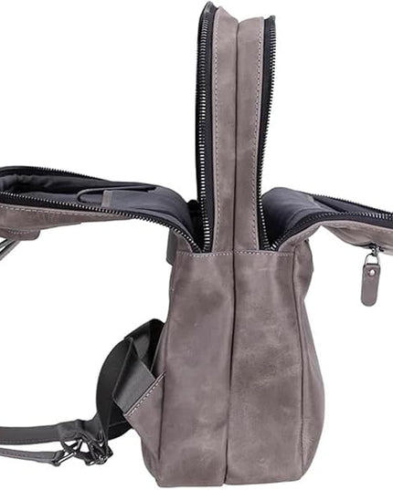 Osceola Genuine Leather Laptop Backpack for Men & Women, Handmade Leather Backpack Fits 16 Inch Laptop (Grey)