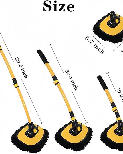 Car Wash Brush with Long Handle, Microfiber Towels Car Wash Kit Cleaning Supplies, Car Wash Mop Mitt with 2 Replacement Head , Extension Pole Car Brush Cleaning Kit for Cars Trucks