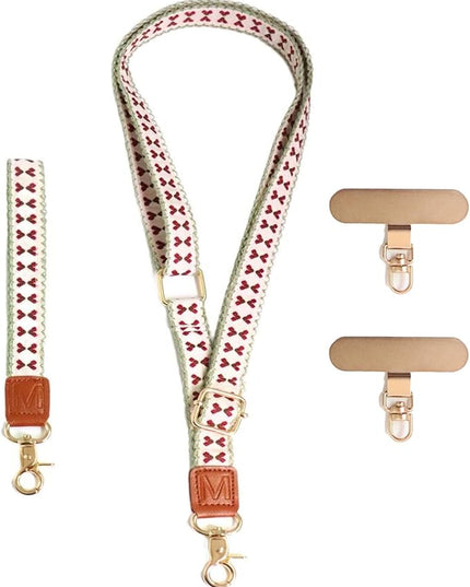 LEMEDE Phone Charm Lanyard, Gold Buckle Adjustable Crossbody and Wrist Strap with 2pcs 360-Degree Rotatable Phone Pad