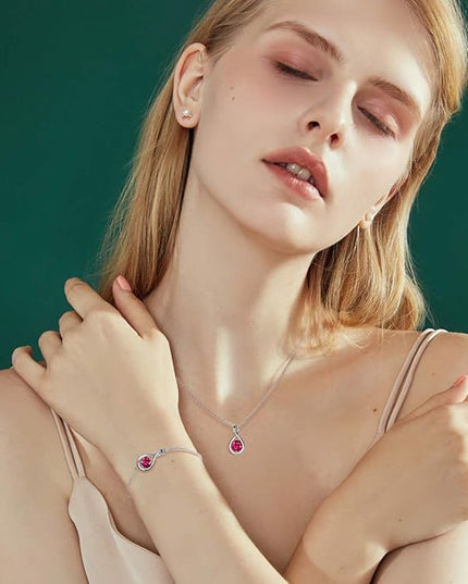 FANCIME Love Bracelet 925 Sterling Silver Infinity Birthstone Bracelets for Women Fine Jewelry Birthday Christmas Gifts for Her Mom Wife, Chain Length 6.7"+1.2" Extend