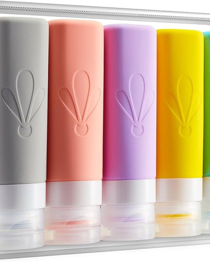 INSFIT Travel Bottles for Toiletries, TSA Approved 3oz Travel Size Toiletries, BPA Free Leak Proof Squeezable Silicone Tubes Travel Essentials for Shampoo Conditioner Lotion Soap