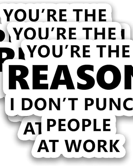 (3Pcs) You’re The Reason I Don’t Punch People at Work Stickers Funny Office Humor Sarcastic Work Quote Vinyl Decals for Laptop, Water Bottle, Desk, 3" x 2.3"