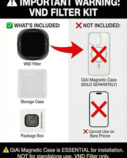 Magnetic Variable ND2-ND32 ND Lens Filter (VND 1-5 Stops) for for iPhone 17 Pro/Pro Max - Neutral Density Effect Filter (Requires GiAi Magnetic Case - Sold Separately)