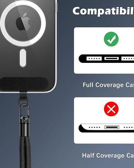 MoKo 2 Pack Phone Wrist Strap Anti-theft, Adjustable Hand Wrist Phone Lanyard with 360° Rotating Hook and Tether Tabs, Cellphone Wristlet Strap for iPhone, Most Smartphones, Black+Black