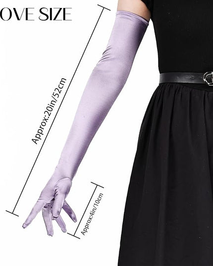 THARAHT Women Long Gloves with Satin Elbow Length for 1920s Opera Tea Party Costumes Bridal Evening Dress