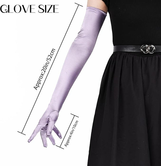 THARAHT Women Long Gloves with Satin Elbow Length for 1920s Opera Tea Party Costumes Bridal Evening Dress