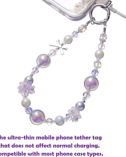 Handmade Flower & Butterfly Phone Wrist Strap Lanyard - Detachable Anti-Drop Strap with 2 Tether Tabs -Women's Gift