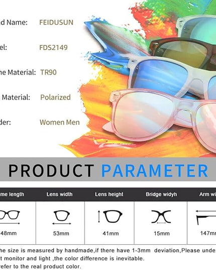 FEIDUSUN Sunglasses Men Polarized Sunglasses for Mens and Womens,Black Retro Sun Glasses Driving Fishing UV Protection