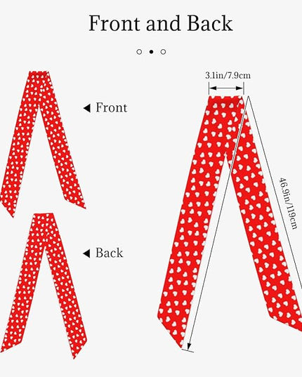 Valentine Red Hearts Bandanas Head Scarf For Women Hair Scarves Accessories Lightweight Fashion Wrap Neck Headscarf